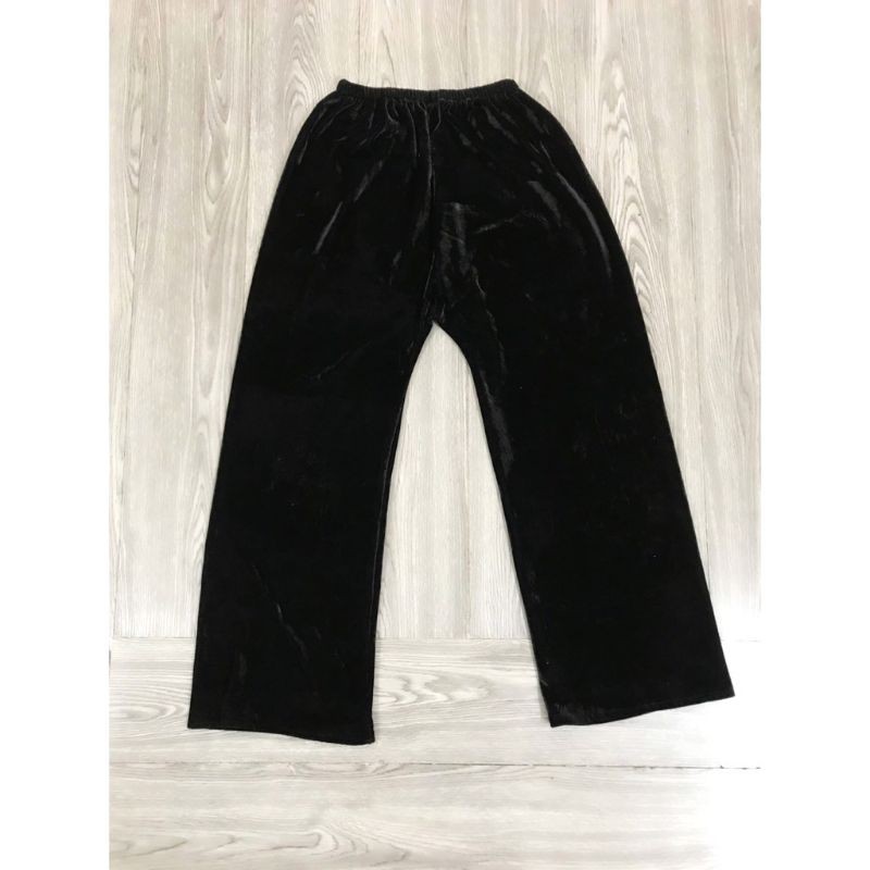 QUẦN NHUNG TRƠN ĐEN ỐNG RỘNG CHO MẸ CHO BÀ