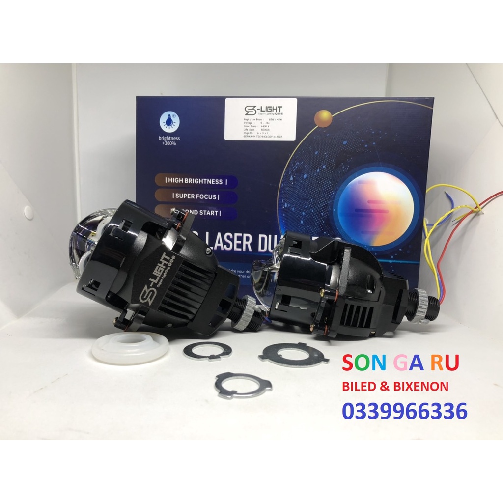 Đèn Bi LED S-LIGHT PRO x2 trợ pha LASER 3 inch