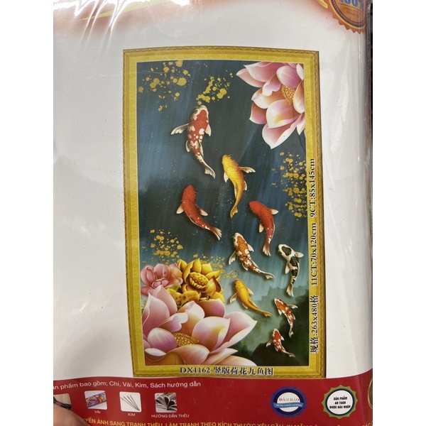 tranh thêu chữ thập Cửu ngư dx1162 (70x120)