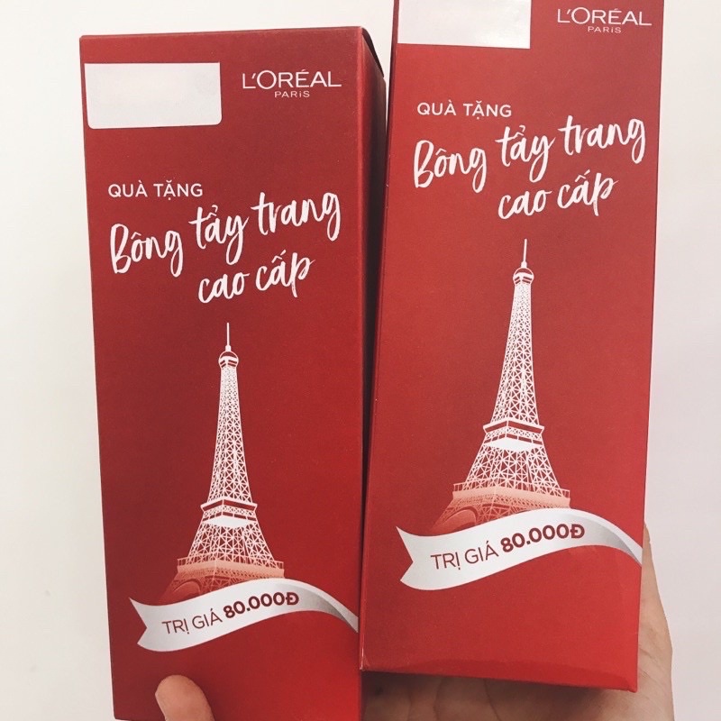 Bông tẩy trang cao cấp L’Oreal Paris - Quà tặng của Loreal, hộp 80 miếng