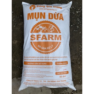 Mùn xơ dừa đã qua xử lý sfarm giá thể trồng cây, giá thể trồng rau, ươm hạt giống túi 50 dm3