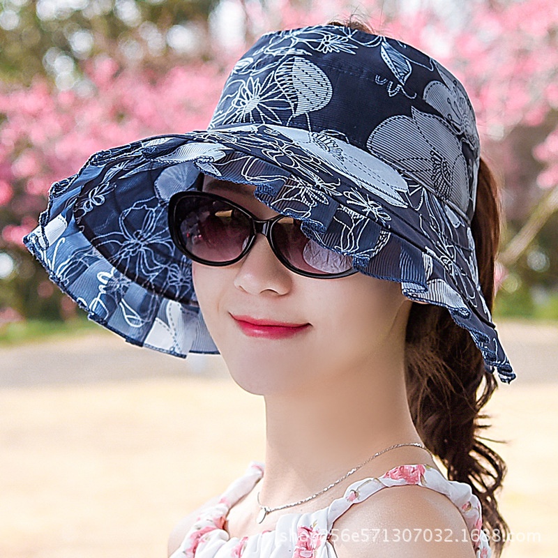 Mũ Chống Nắng Hở Chóp Vành Rộng Thoáng Khí Thời Trang Mùa Hè Cho Nữ