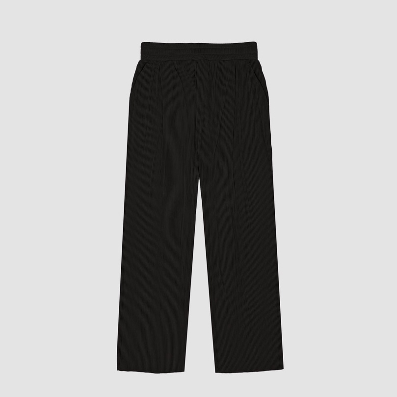 Quần dài ống suông hiệu ứng xếp ly đen 21ST URBAN Comfy Pleated