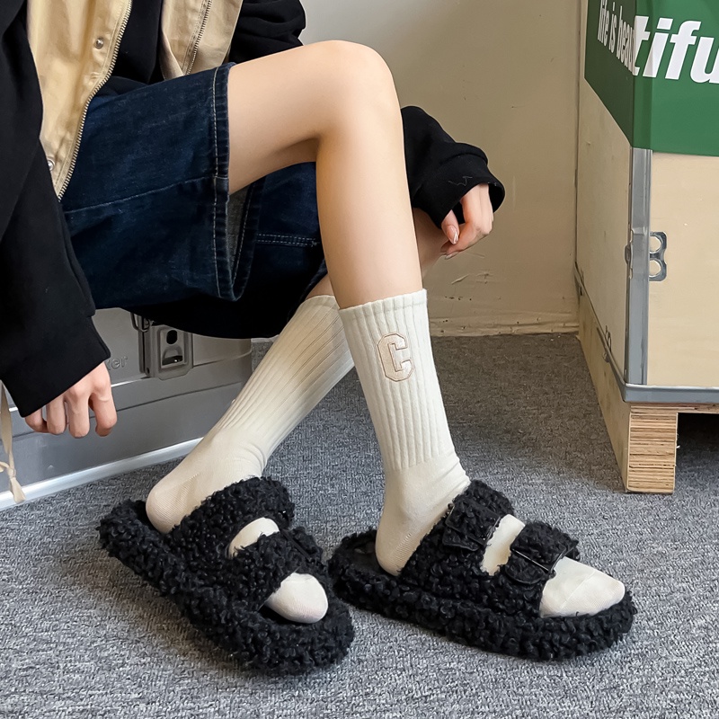 Đôi vớ WAFNHA D491 bằng cotton thoáng khí in họa tiết chữ độc đáo