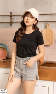 Áo thun nữ trơn cổ tròn