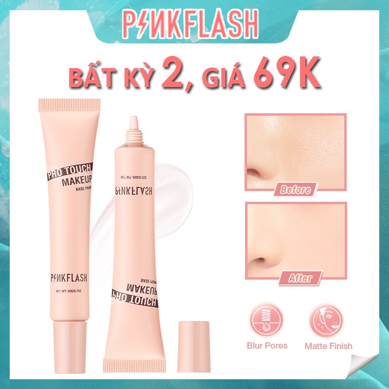 Kem lót trang điểm PINKFLASH màu lì mềm mịn che lỗ chân lông tiện dụng