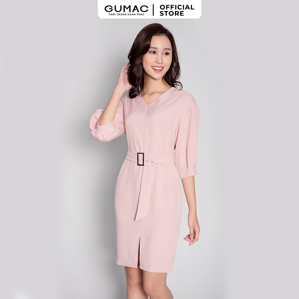 [Mã MABR07062 giảm 8% tối đa 50K đơn từ 249K] Đầm xẻ trước dây đai GUMAC DB3222 | BigBuy360 - bigbuy360.vn