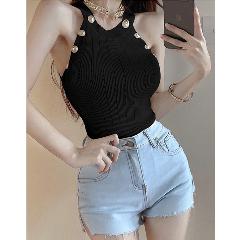 QADCOL   Áo Hai Dây Màu Trắng Ngọt Ngào Quyến Rũ Thời Trang Mùa Hè Cho Nữ