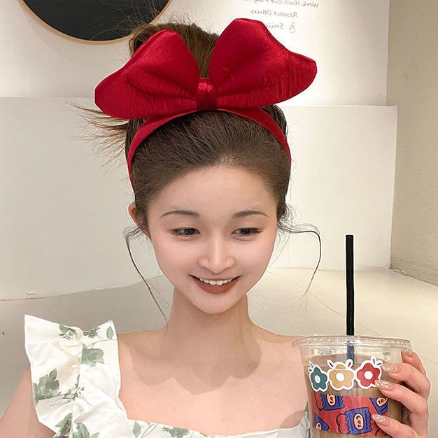 Băng Đô Nơ Đỏ Cỡ Lớn Thời Trang Thu Đông 2022 Dễ Thương Cho Nữ