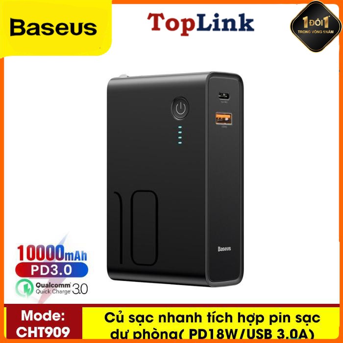 [Mã 154ELSALE2 giảm 7% đơn 300K] Pin Sạc Dự Phòng 2in 1 CHT909 Dung Lượng 10000 Mah Power Bank Tích Hợp Củ Sạc Nhanh Với