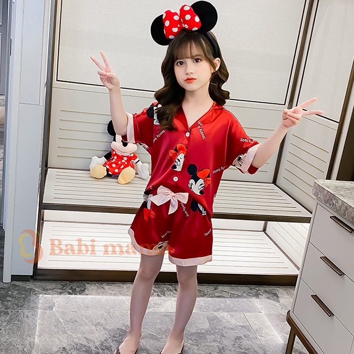 Bộ đồ ngủ pijama bé gái set quần áo trẻ em mặc nhà lụa mango nhiều màu cộc - ảnh sản phẩm 4