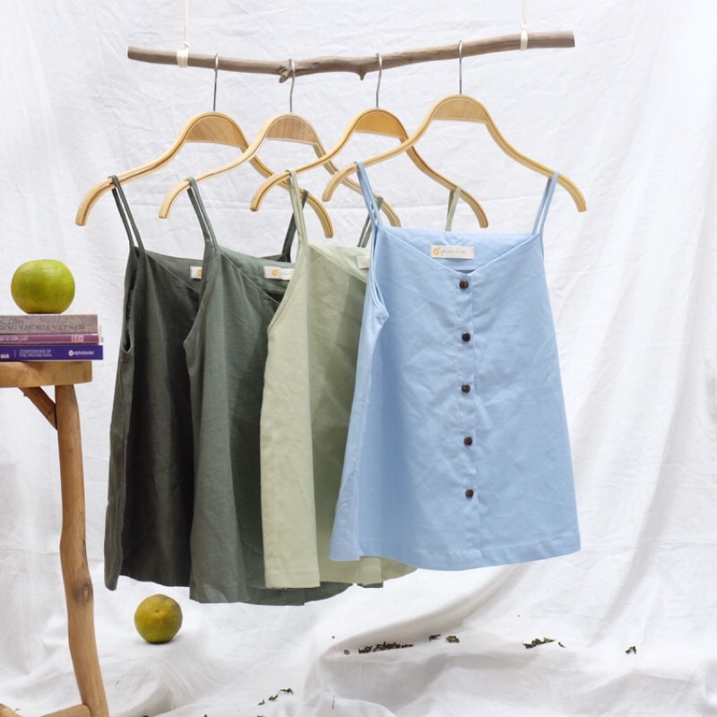 Áo 2 Dây màu trơn Linen One size Vintage Đơn giản Thời trang Nữ Áo dây Áo ba lỗ - by Góc của Lam | BigBuy360 - bigbuy360.vn