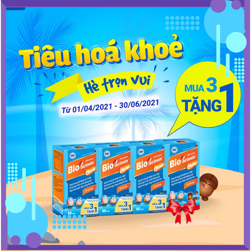 [Mua 3 tặng 1] Thực phẩm bảo vệ sức khỏe viên nhai Bio-acimin Chew (Hộp 60 viên)