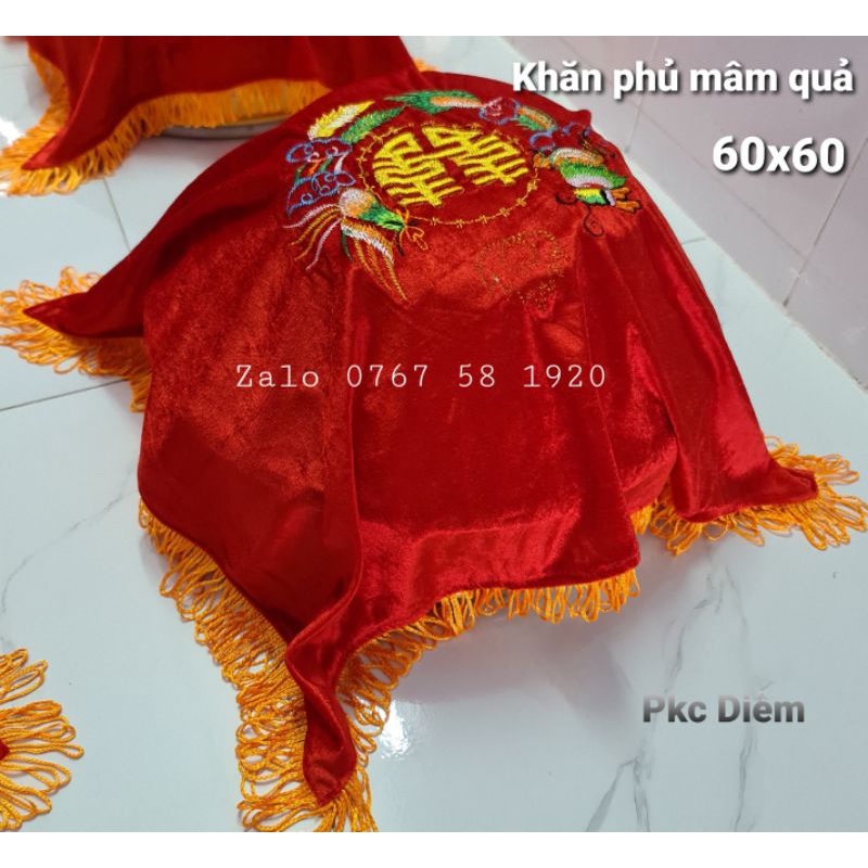 Khăn nhung phủ mâm quả, phủ tráp đám cưới, khăn phủ quả, khăn rồng phụng trang trí cưới,
