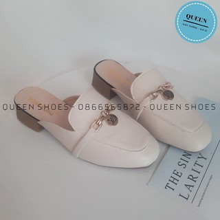 Sục nữ da mềm mũi tròn đính khuy đế 2 phân
