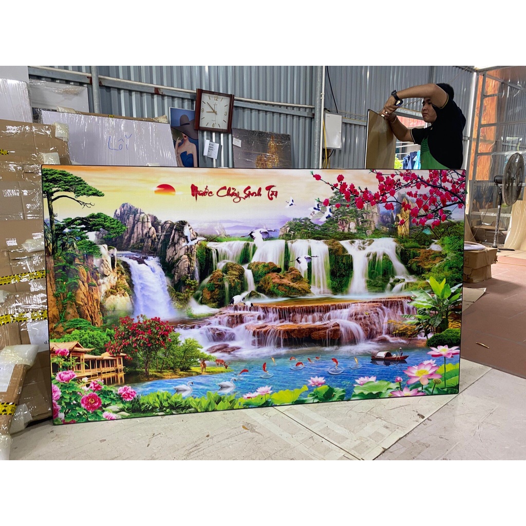 Tranh huơu tài lộc trang trí phòng khách. Tranh tráng gương cao cấp