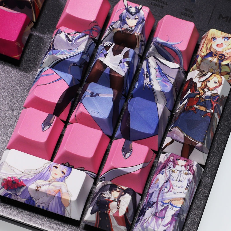 PBT Azur Lane Keycap Game di động Anime Girl Cá tính Dễ thương Bàn phím cơ Keycap Game Keycap 61/87/104 Phím