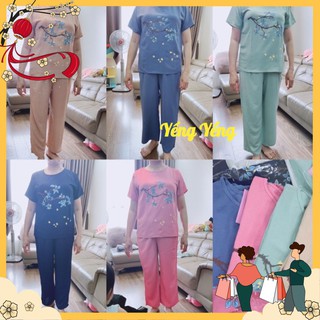 SNU475 - BỘ ĐŨI ÁO CỘC QUẦN DÀI IN HOA TRUNG NIÊN