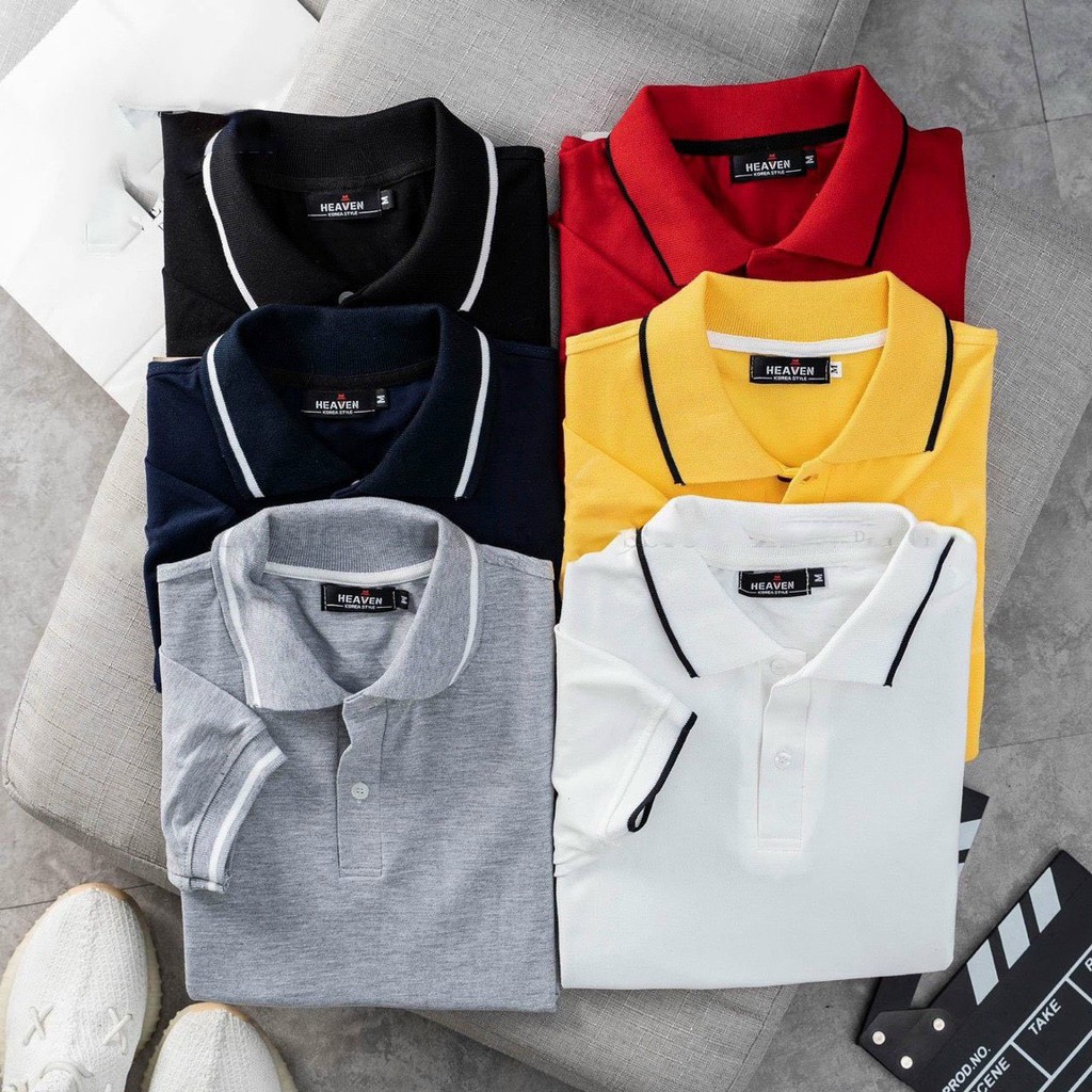 Áo Polo nam HEVEN cổ Viền bẻ dệt bo dày dặn chất Cotton 100% kiểu dáng basic áo thun nam nữ unisex ngắn tay cổ bẻ | BigBuy360 - bigbuy360.vn