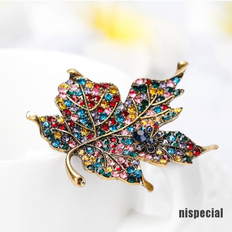 [nis-beauty] Colorful Maple Leaf Piercing Brooch Pin Collar Decor Badge Corsage Women Jewelry