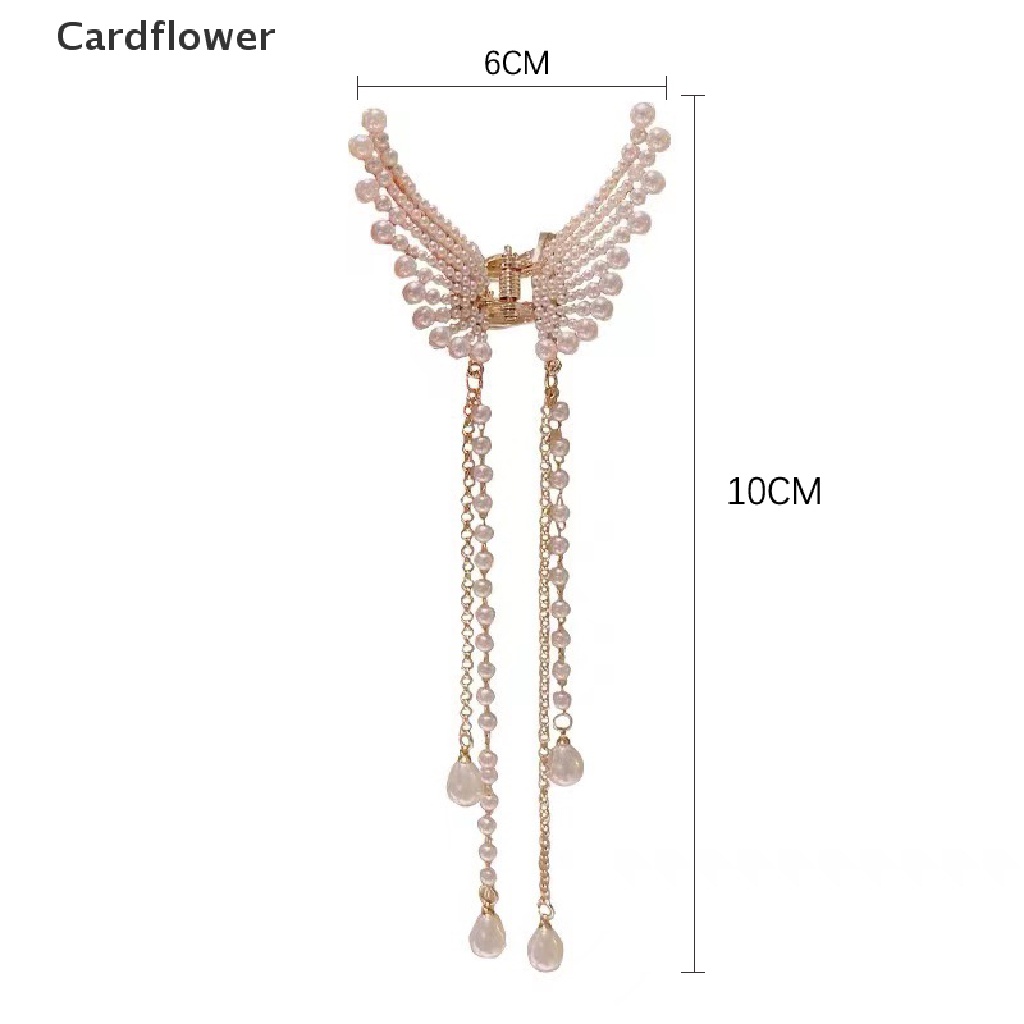 &lt; Cardflower &gt; Kẹp Tóc Càng Cua Đính Ngọc Trai Hình Bướm Tua Rua Cho Nữ Đang Bán Chạy
