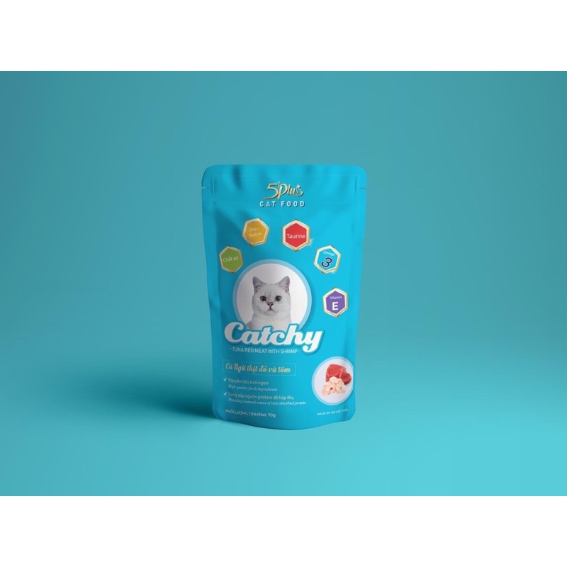 Pate Catchy 5 plus dành cho mèo, thức ăn dạng ướt cho mèo nhiều vị 70g