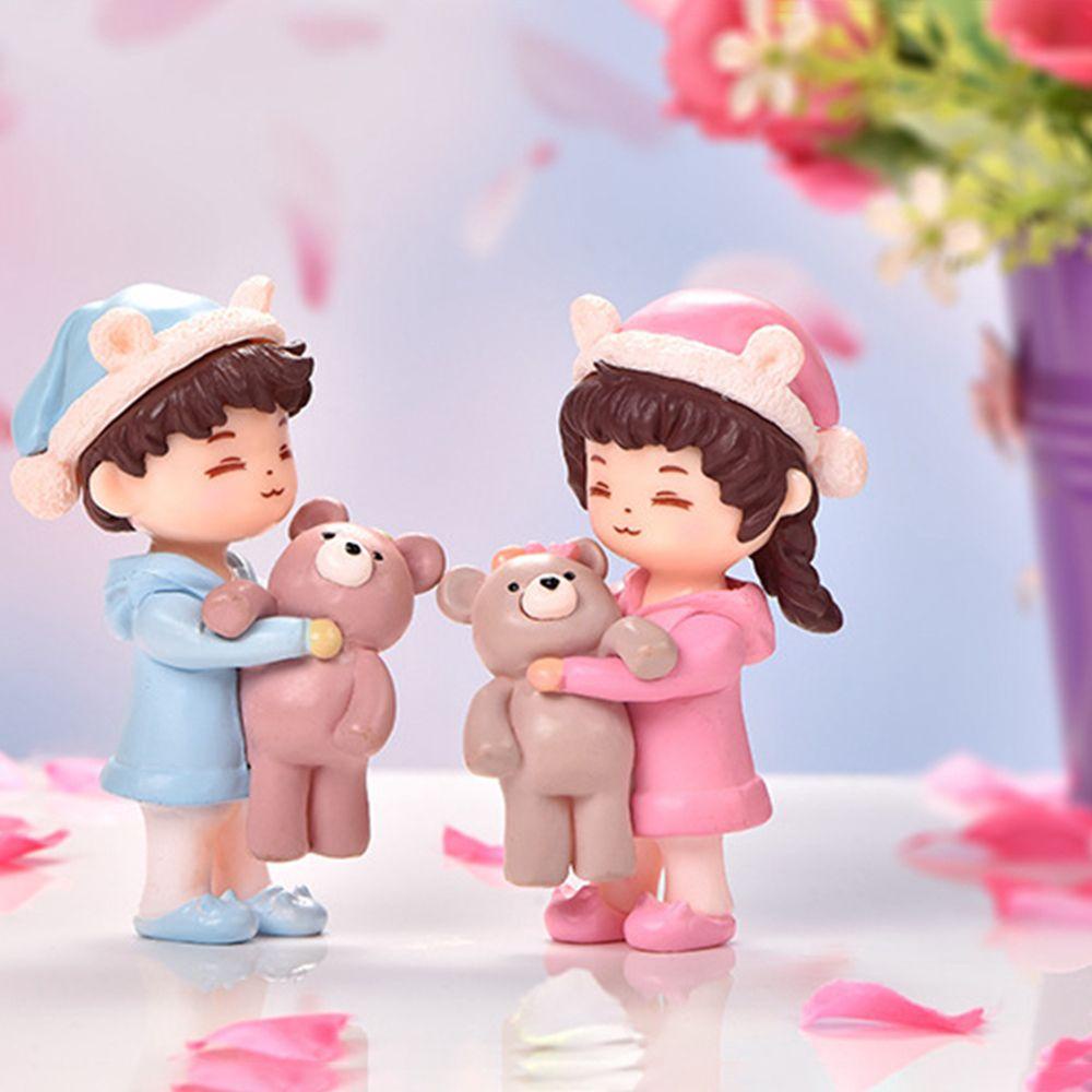 IVORY Mô Hình Cặp Đôi Gấu Bằng Nhựa Resin Dễ Thương Dùng Trang Trí Bánh Kem DIY