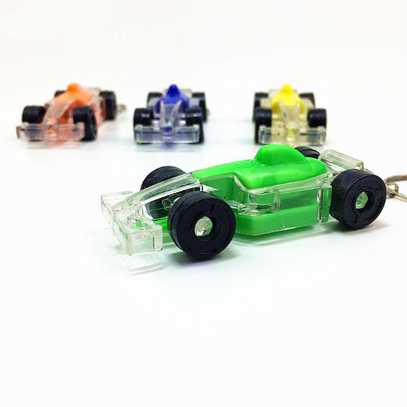 Móc khóa hình xe đua mini có đèn LED độc đáo cho bé