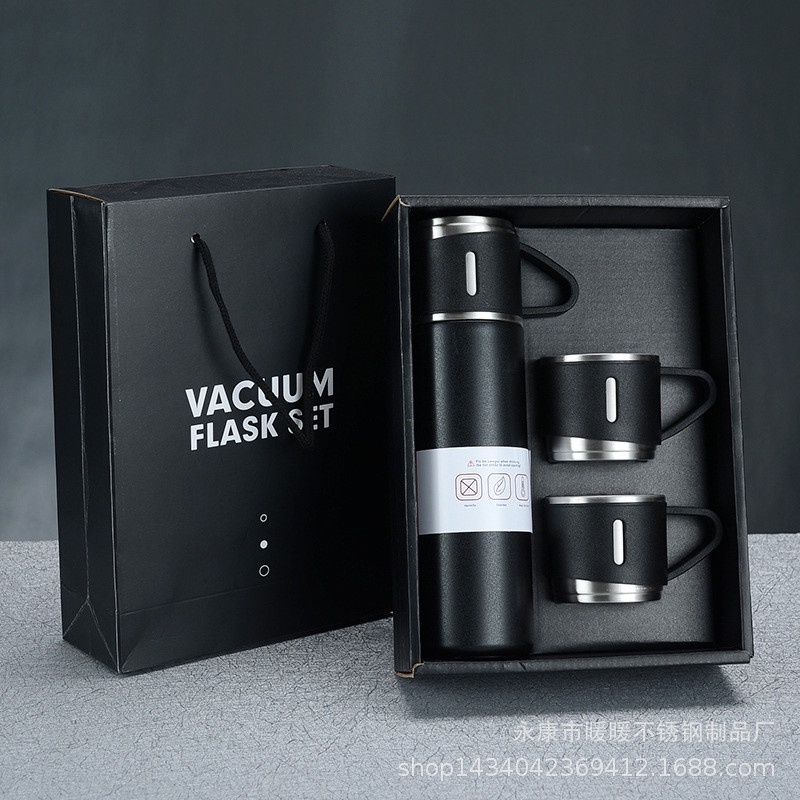 Bộ Bình Giữ Nhiệt 304 Kèm 2 Cốc Có Quai. Hàng Loại Đẹp Đầy Đủ Hộp Làm Quà Tặng Mikem