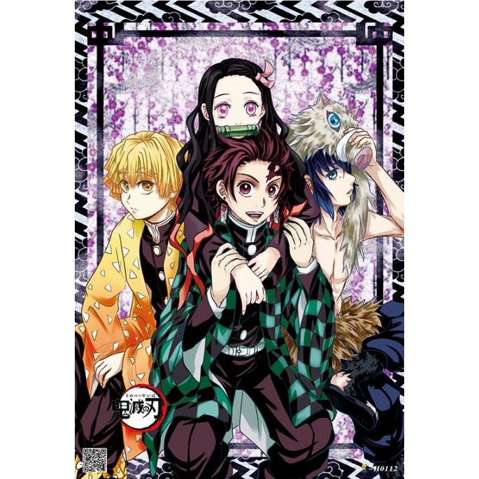 Set 8 tấm tranh poster to A3 Kimetsu no Yaiba anime áp phích siêu chất