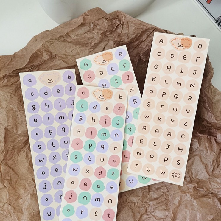Sticker Giấy Bảng Chữ Cái Alphabet Dán Trang Trí Pastel Cloud Poodle