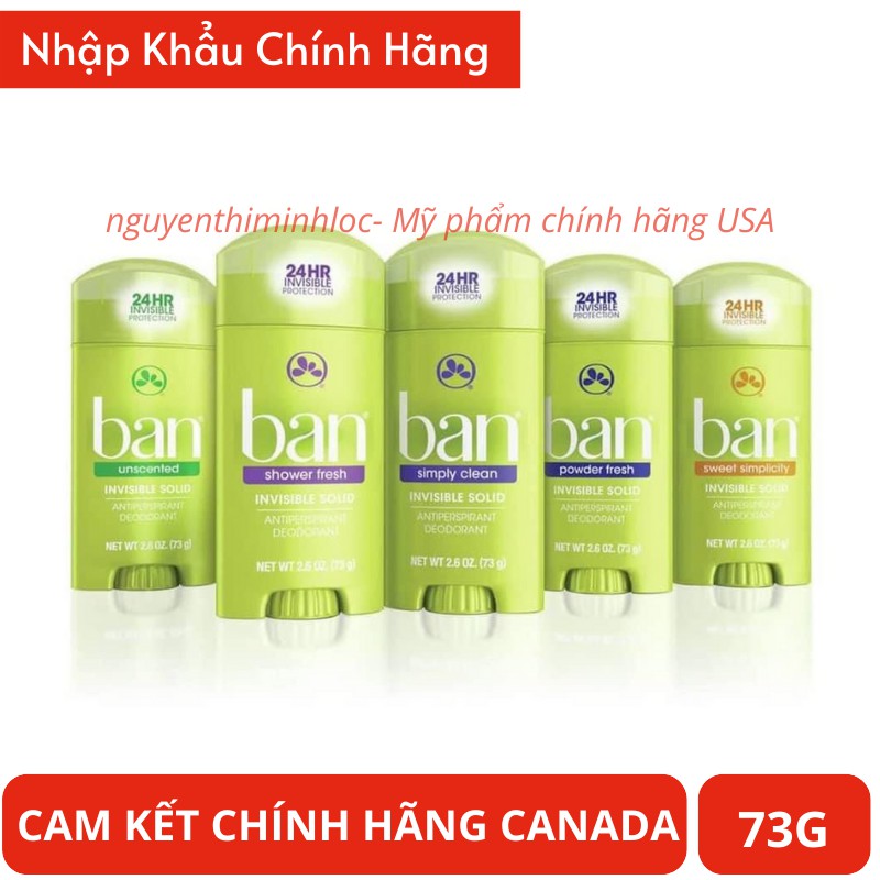 Lăn khử mùi Ban 24HR Invisible Protection - Cam Kết Chính Hãng