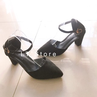 Giày cao gót 6cm bít mũi gót sọc đơn (có ảnh thật)