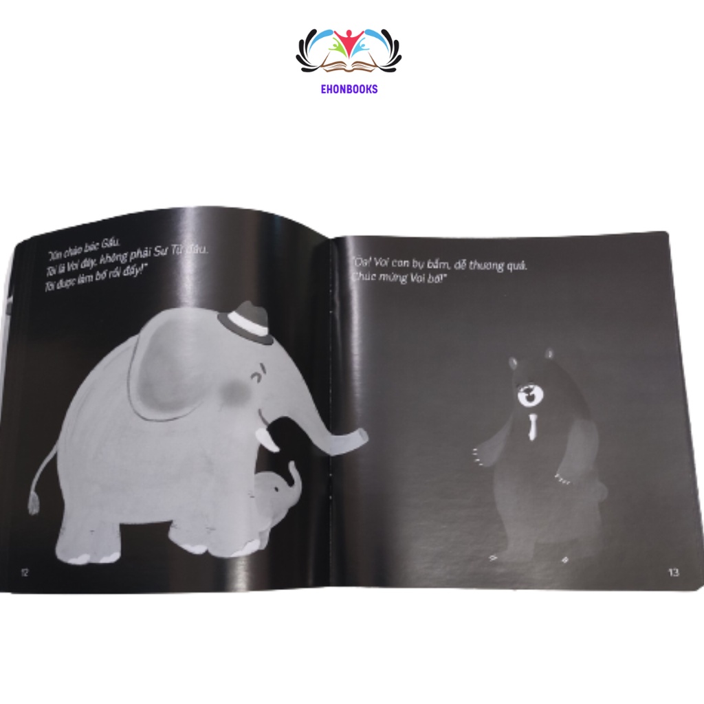 Sách Ehon cho bé 0 3 tuổi - Ehon kích thích thị giác Voi con đến rồi wabooks