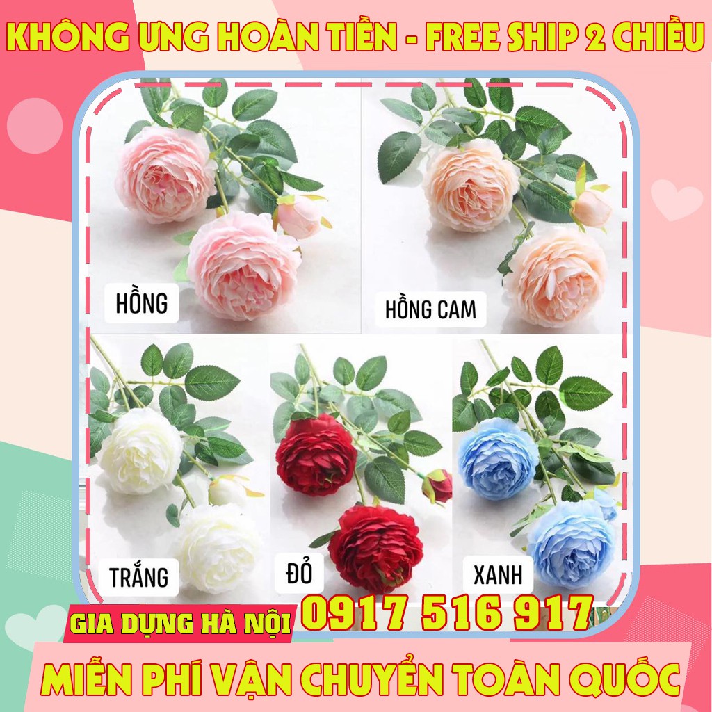hoa hồng lụa cao cấp (cành  2 bông 1 nụ )