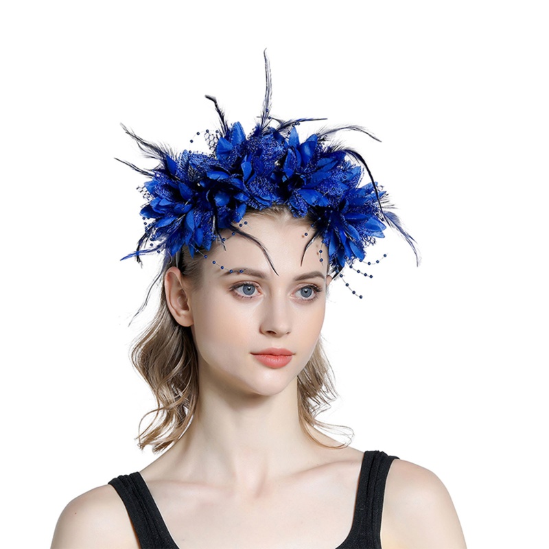 Băng Đô Handmade Đính Lông Vũ Mỏng Hình Hoa Phong Cách Lolita Thời Trang Cho Nữ