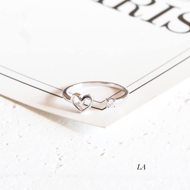 Nhẫn nữ tim đá bạc ta - kiểu hở dễ đeo -Bạc CKJ sáng đẹp, kèm bảo hành