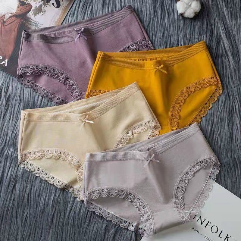 QUẦN LÓT COTTON TRƠN VIỀN REN MẪU MỚI