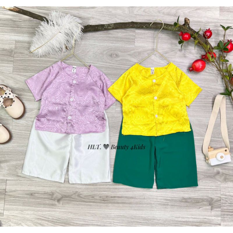 Bộ bà ba phú hộ gấm loại 1 cho bé gái