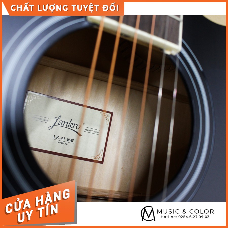 Guitar Acoustic Lankro LK41 đen nhám full phụ kiện - Nhạc cụ Music & Color