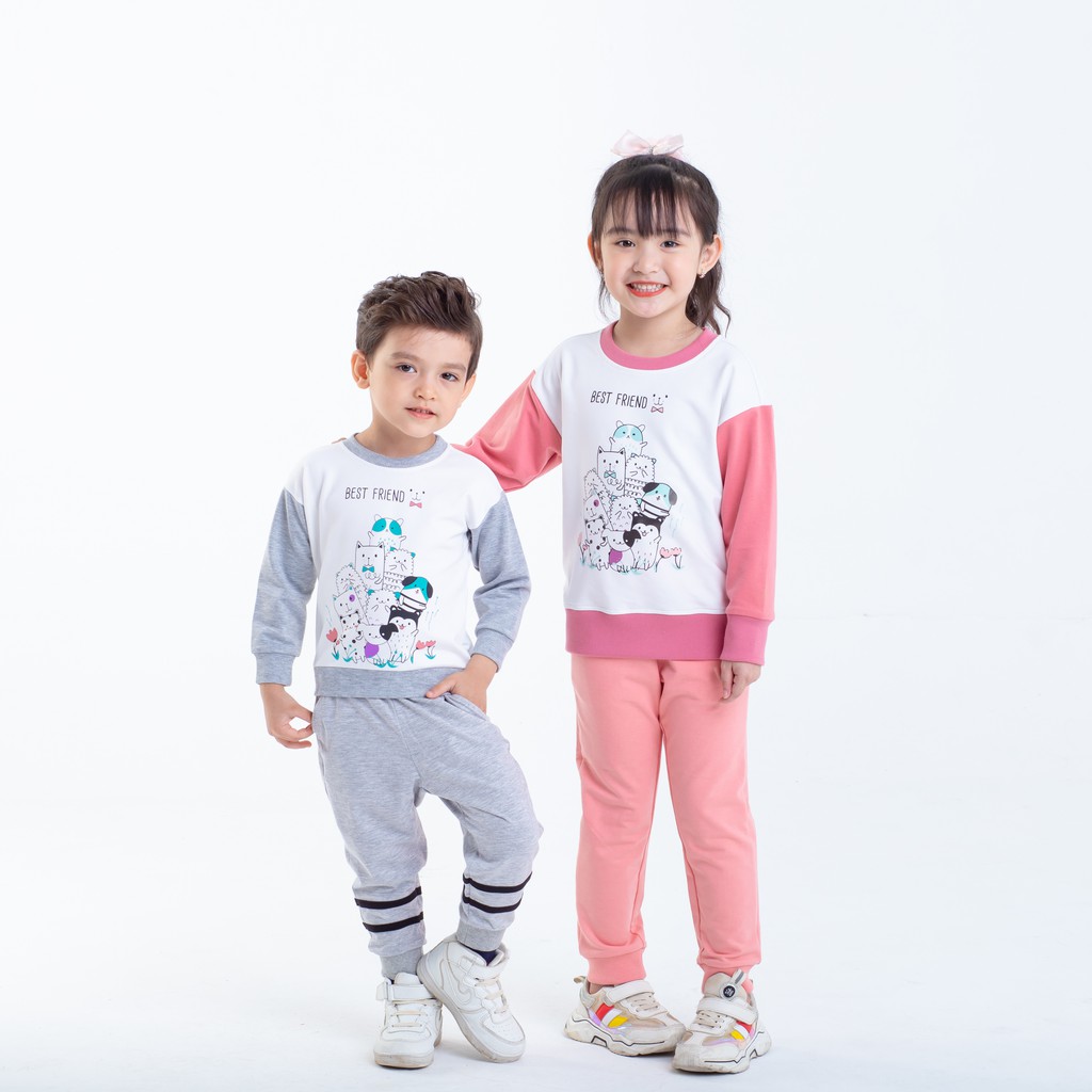 Áo nỉ Unisex dài tay cho bé trai bé gái hàng cao cấp UA45