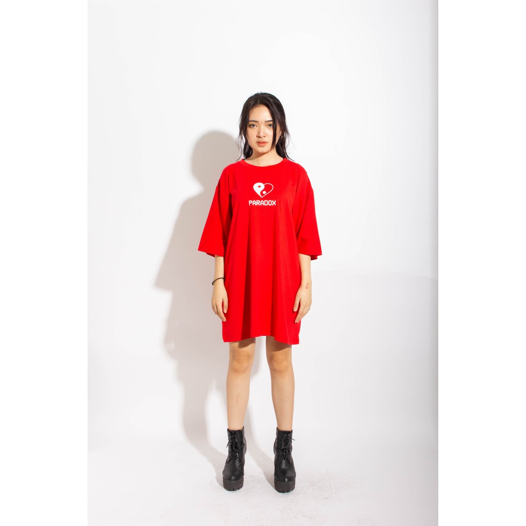 Áo thun form rộng Paradox tay lỡ - Unisex - In hình - UNICORN GOT LOVED - Màu đỏ