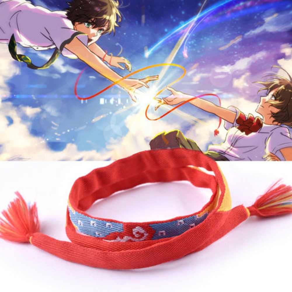 Vòng đeo tay bằng sợi dây đỏ thủ công họa tiết trong phim Kimi no Na wa Your Name để hóa trang độc đáo