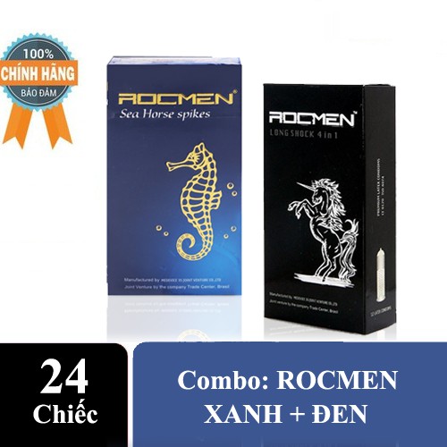 [Combo 2 Hộp] Bao Cao Su ROCMEN Xanh - BCS ROCMEN Đen. Bcs Gân Gai Nhiều, Kéo Dài Thời Gian Yêu, Cảm Giác Thăng Hoa.