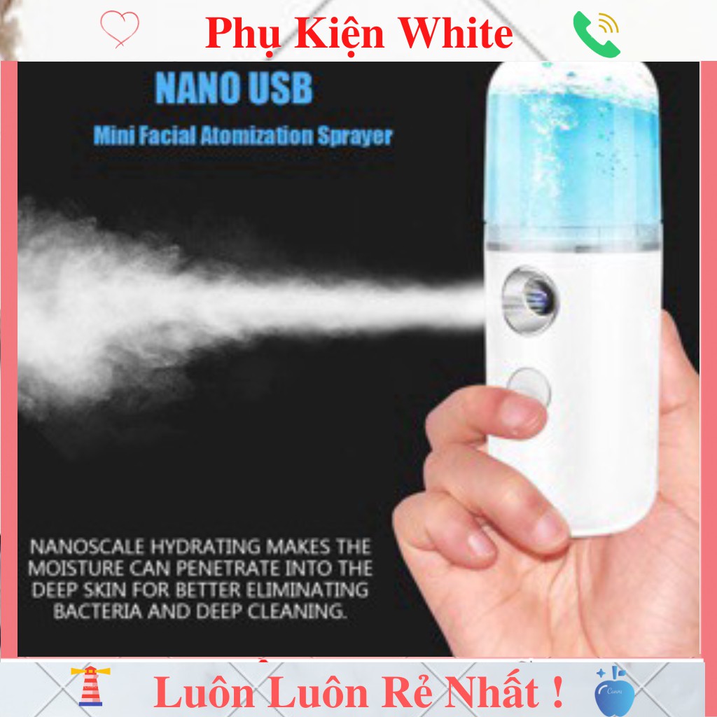 Máy Phun Sương Cầm Tay Xịt Khoáng MINI NANO -Cấp Ẩm Dưỡng Da Bổ Sung Khoáng - Bản Full Phụ Kiện Cáp Sạc | BigBuy360 - bigbuy360.vn