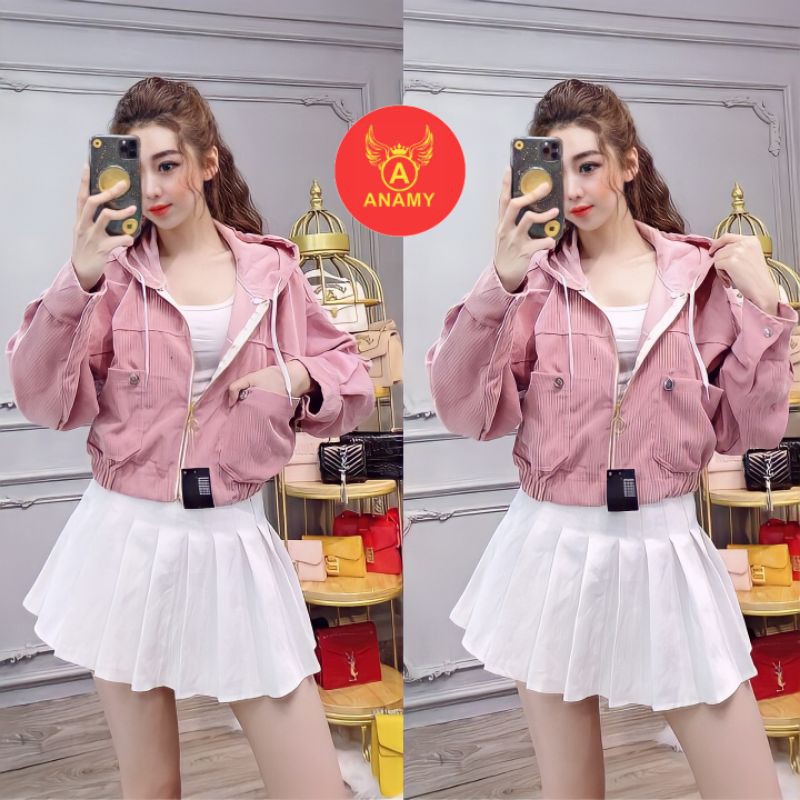 Áo Khoác Lửng, áo khoác Croptop Nữ Nhung Gân Tăm Hàng Cao Cấp Phối Nút Siêu Sang Chảnh _ Ảnh Thật Kèm Video_ Hàng Có sẵn