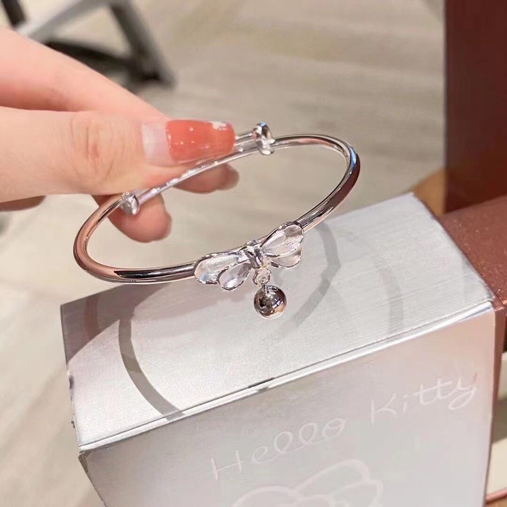 Vòng tay đường kính 16cm mặt hình nơ phối nơ phong cách công chúa ngọt ngào cho nữ