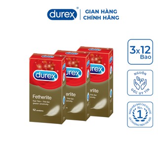 Bộ 3 hộp bao cao su Durex Fetherlite 12 cái/hộp