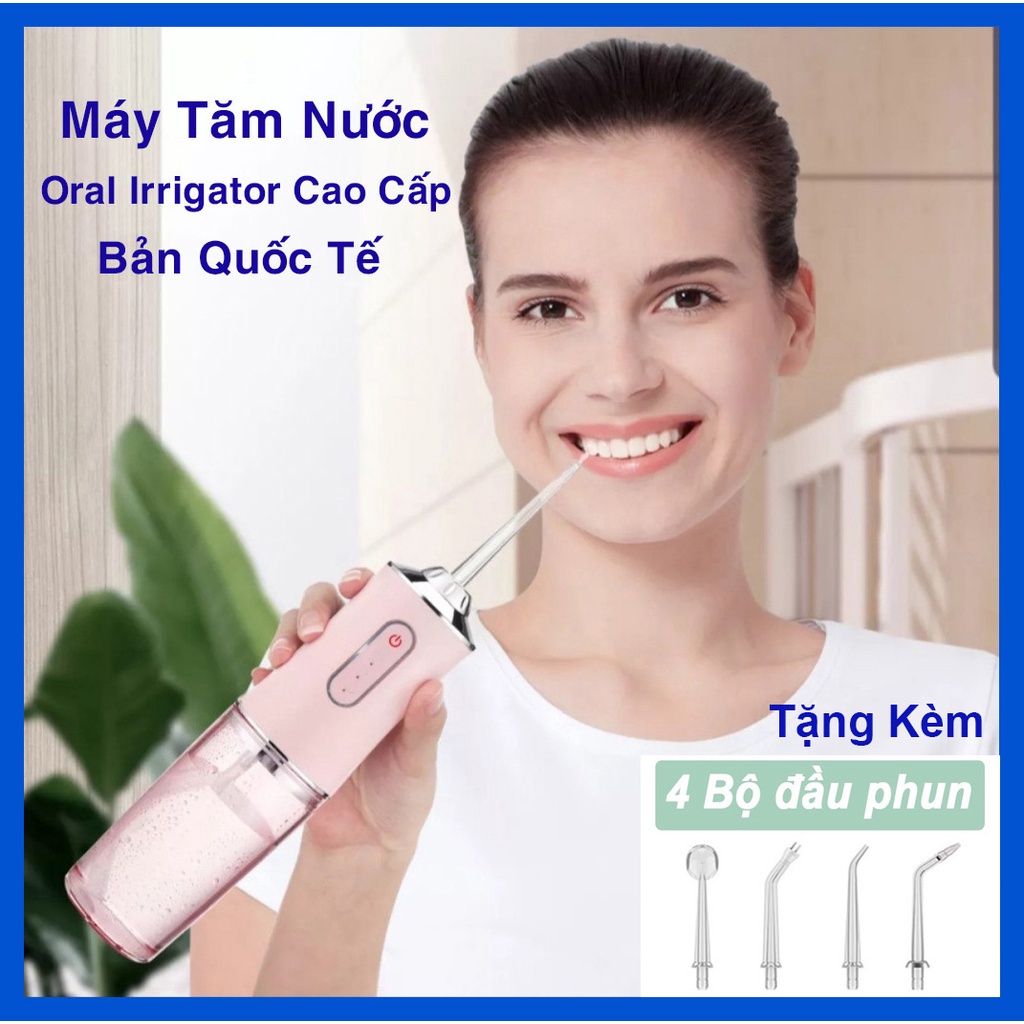 Tăm Nước Cầm Tay Oral Irrigator,Tăm nước xịt làm sạch kẽ răng, 3 chế độ xịt chuẩn nha khoa