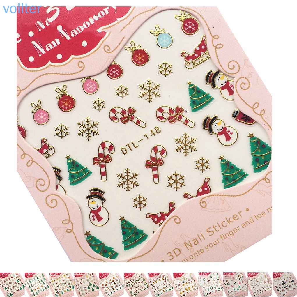 Sticker dán móng tay họa tiết 3D chủ đề giáng sinh